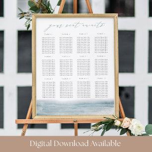 Coastal Watercolor Ocean Printable Seating Chart