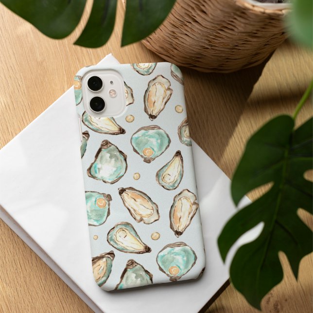 Coastal Watercolor Oyster & Pearl Pattern Case-Mate iPhone Case (Creator Uploaded)