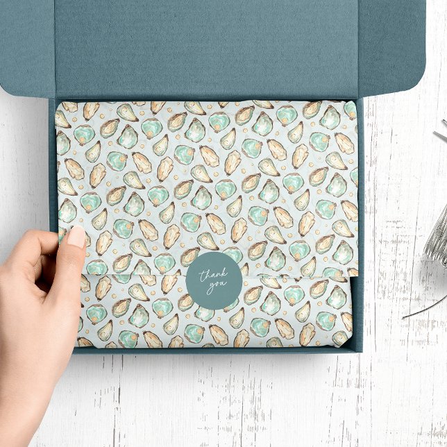 Coastal Watercolor Oyster & Pearl Pattern Tissue Paper (Creator Uploaded)