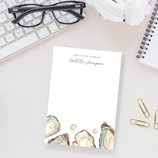 Coastal Watercolor Oyster Personalised Post-it Notes (Creator Uploaded)