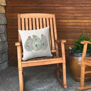 Coastal Watercolor Oyster Trio Cushion