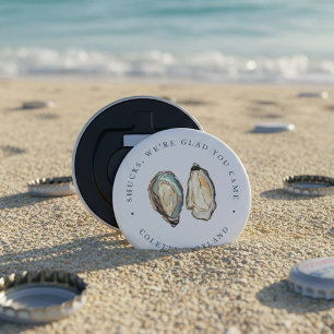 Coastal Watercolor Oyster Wedding Favour Bottle Opener