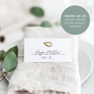 Coastal Watercolor Oyster Wedding Place Card