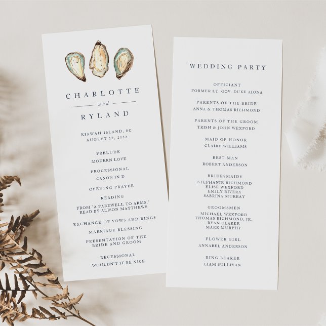 Coastal Watercolor Oyster Wedding Program (Creator Uploaded)