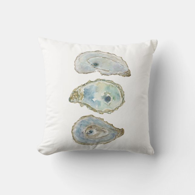 Coastal Watercolor Oysters- Vertical Design Cushion (Front)