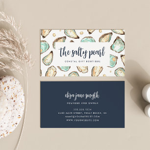 Coastal Watercolor Pearl & Oyster Business Card