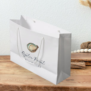 Coastal Watercolor Pearl & Oyster Large Gift Bag