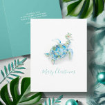 Coastal Watercolor Sea Turtle Beach Christmas Card<br><div class="desc">Celebrate Christmas 2025 with seaside charm through these beach holiday cards, beautifully designed by Victoria Grigaliunas of Do Tell A Belle. These coastal Christmas cards showcase an enchanting watercolor sea turtle painted in vibrant shades of turquoise, accented with cute festive details that capture the laid-back beauty of a Florida holiday...</div>