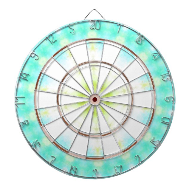 Coastal Watercolor Turquoise Tie Dye Dartboard (Front)