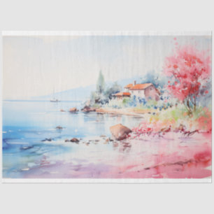 Coastal Watercolors Tissue Paper or Textiles