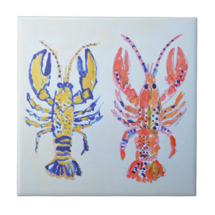 Coastal Watercolour Lobster Art Ceramic Tile
