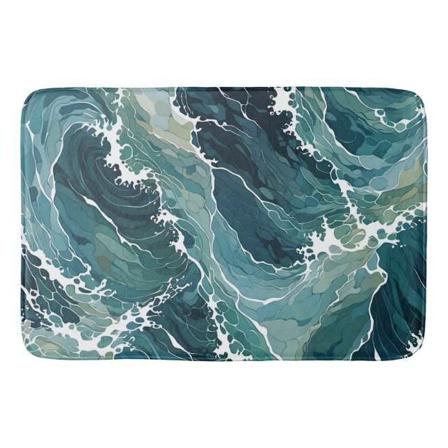 Coastal Waters Abstract Bath Mat (Front)