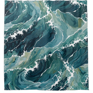 Coastal Waters Abstract Shower Curtain