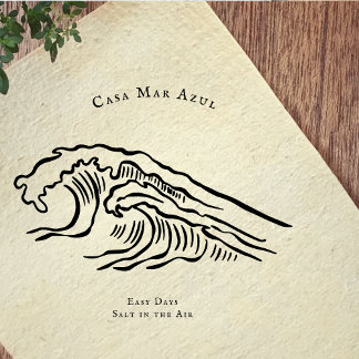 Coastal Wave Logo | Vintage Ocean Branding Rubber Stamp