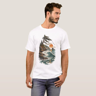 Coastal Wave Sunset Landscape T-Shirt