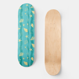 Coastal Waves & Seashell Pattern Skateboard