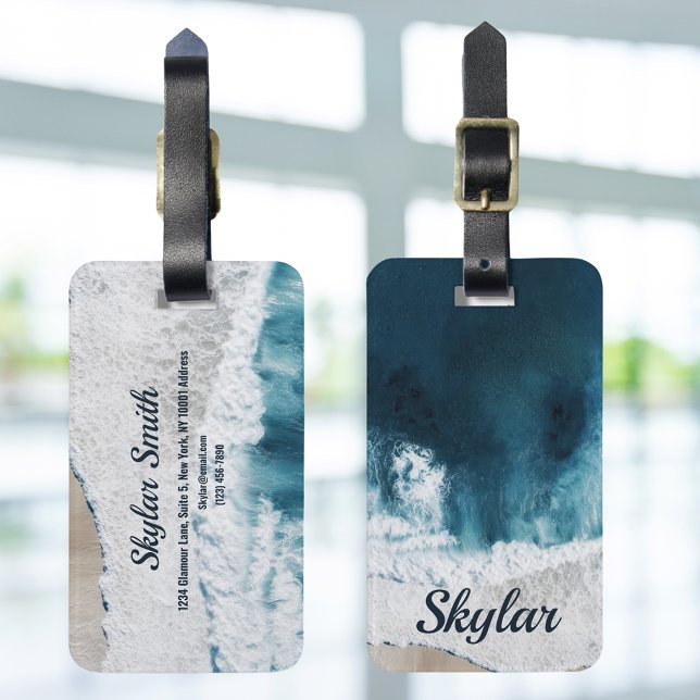 Coastal Waves View Personalised  Luggage Tag (Creator Uploaded)