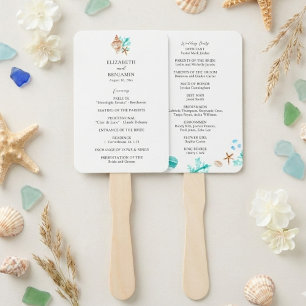 Coastal Wedding Ceremony Program Beach Tropical Hand Fan