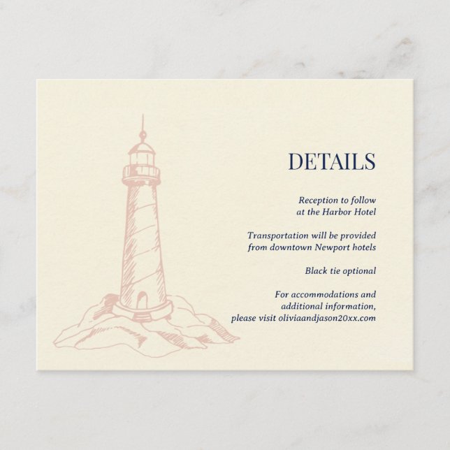 Coastal Wedding Details Enclosure Card (Front)
