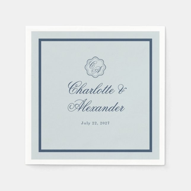 Coastal Wedding Dusty Blue Classic Napkin (Front)