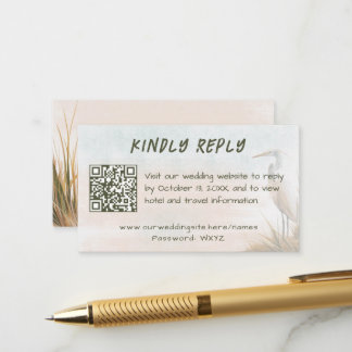 Coastal Wedding Egret Online RSVP Enclosure Card