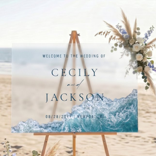 Coastal Wedding Matte Transparent Welcome Sign (Creator Uploaded)