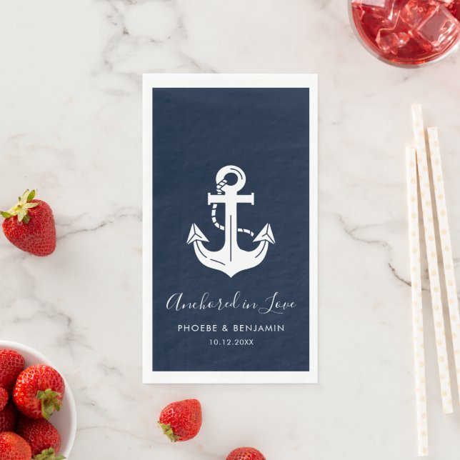 Coastal Wedding Reception Personalised Name Napkin (Insitu)
