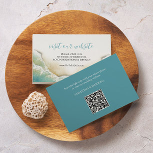 Coastal Wedding Website Insert Card Turquoise Blue