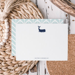 Coastal Whale Personalised Stationery Flat Card