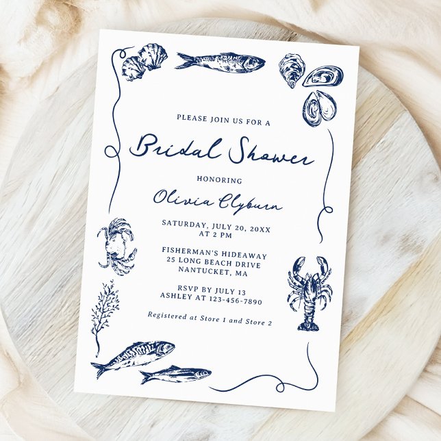 Coastal Whimsical Beach Bridal Shower Invitation (Creator Uploaded)