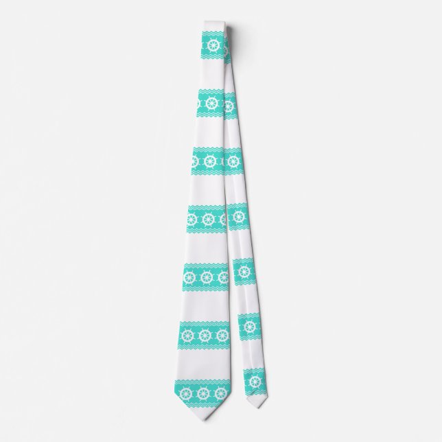 Coastal White Blue Helm Stripe Nautical Tie (Front)