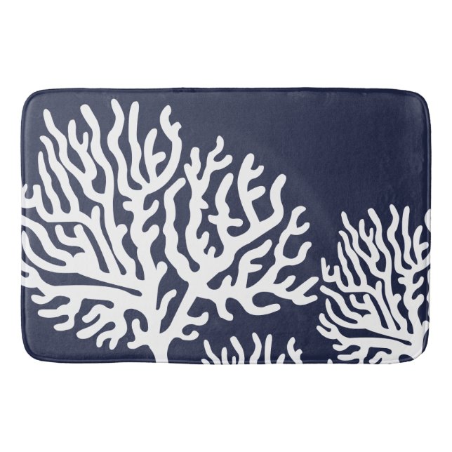 Coastal White Coral Branches Bath Mat (Front)