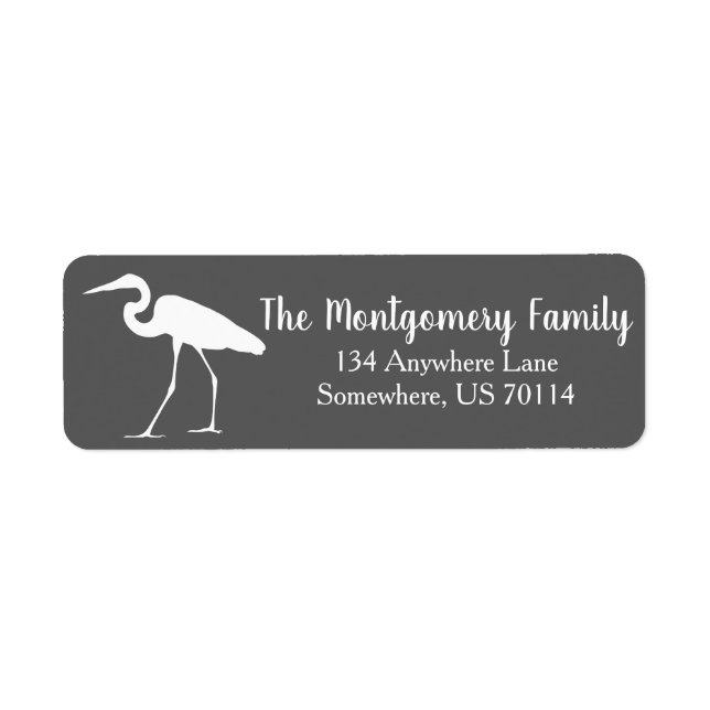 Coastal White Egret & Grey Family Return Address Label (Front)
