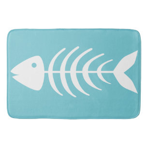 Coastal White Fish Bones Bath Mat