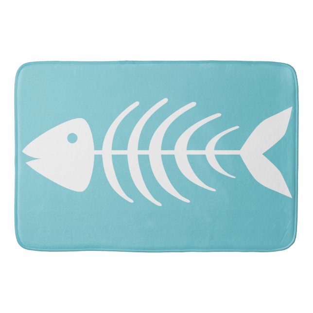 Coastal White Fish Bones Bath Mat (Front)