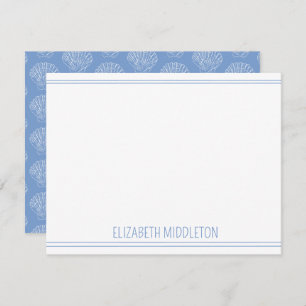 Coastal White Scallop Shells on Blue Personalised Card