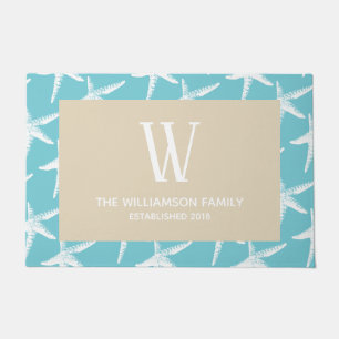 Coastal White Starfish & Family Name Doormat