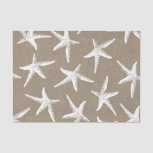 Coastal White Starfish & Faux Burlap Tissue Paper