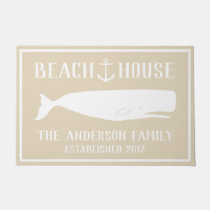 Coastal White Whale & Anchor Beach House Doormat