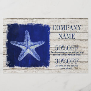 coastal whitewashed wood nautical blue starfish flyer
