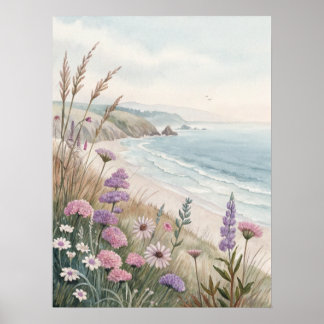 Coastal Wildflower Beach Poster