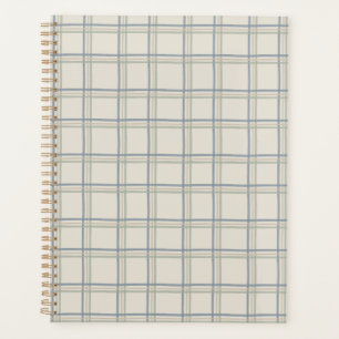 Coastal Windowpane Plaid Pattern in Soft Blue Sage Planner