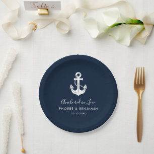 Coastal Yacht Club Wedding Personalised Name Paper Plate
