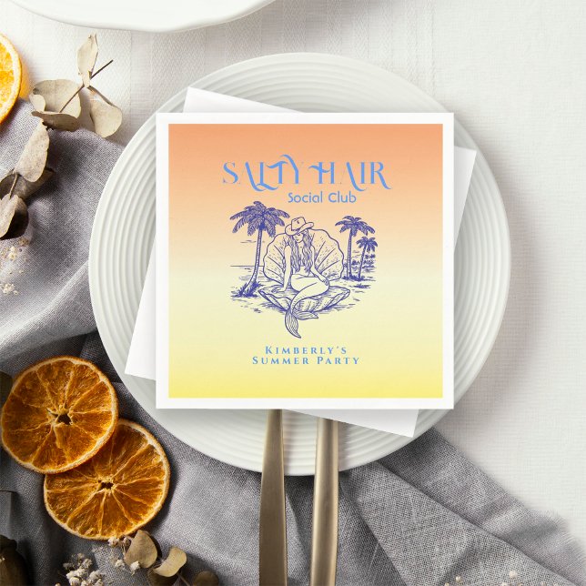 Coastal Yellow Mermaid Cowgirl Summer Party Napkin (Creator Uploaded)