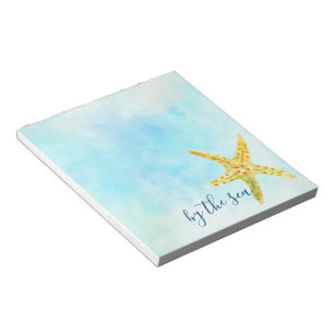 Coastal Yellow Starfish Aqua Watercolor Notepad