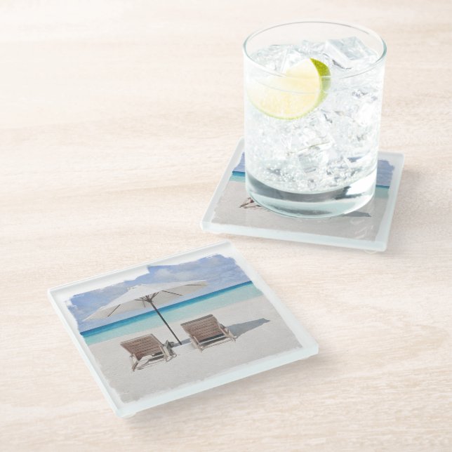 Coaster, Glass - Beach Chairs Coaster (Angled)