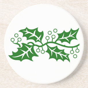 Coaster - Holly Leaves with Berries