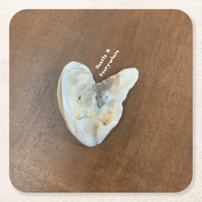 Coaster oplong heart shell on table (Front)