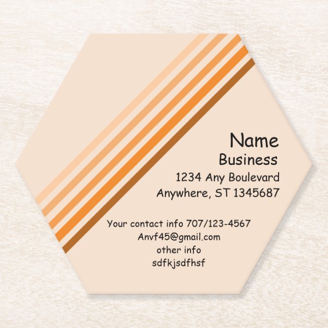 Coaster - Orange Lines and Contact Info (Front)