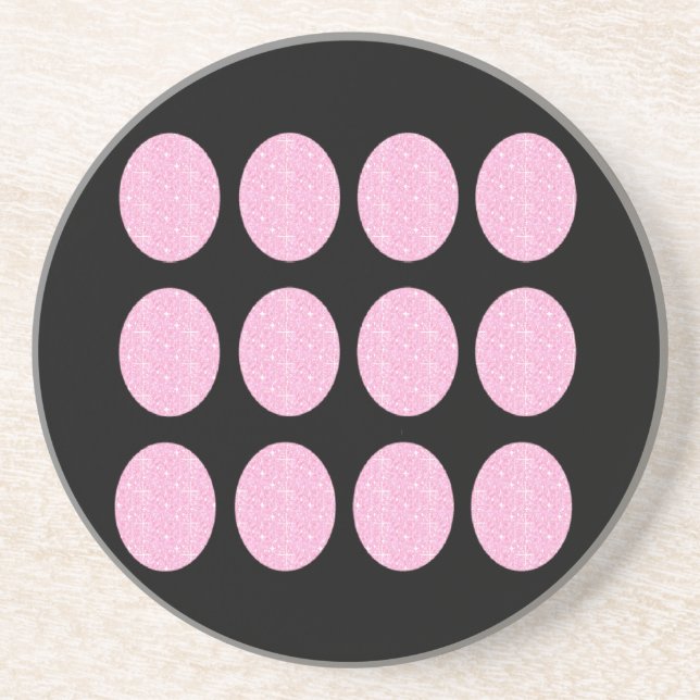 Coaster Pink Glitter Circles On Black (Front)
